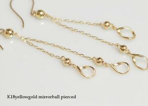  earrings K18 gold yellow gold mirror ball long earrings YG