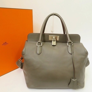 #apb エルメス HERMES ツールボックス33 エトープ スイフト □Q刻印 S金具 ハンドバッグ 2way ショルダーストラップ付 レディース [696670]