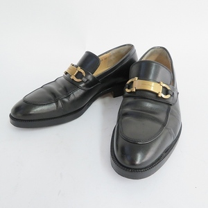 #axs サルヴァトーレ・フェラガモ Ferragamo ビジネスシューズ ローファー 6 1/2 黒 Vチップ ガンチーニ メンズ [790960]