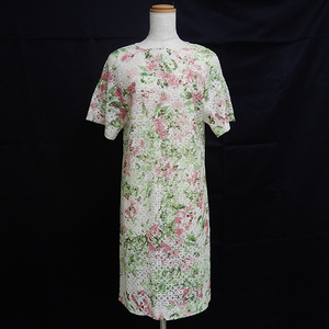 #snc Yuki Torii YUKITORII One-piece long short sleeves race floral print 38 green pink white lady's [737052]