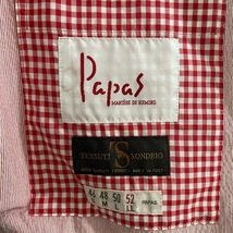 #apc パパス Papas TESSUTI SONDRIO シングルスーツ 赤系 白 S3B イタリア製生地 センタープレス ストライプ メンズ [811110]_画像9