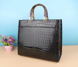 wani leather crocodile briefcase attache case business bag man and woman use leather bag high capacity A4 PC correspondence handbag tote bag 