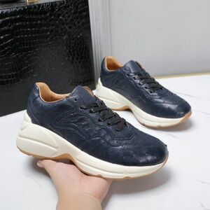  ostrich leather Ostrich leather men's walking shoes high King shoes sneakers low cut size selection possible Secret shoes 