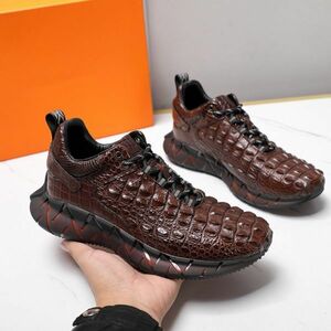  size selection possible wani leather crocodile men's walking shoes high King shoes sport shoes air cushion wide width easy comfortable 