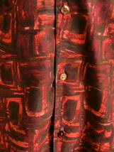 1950s60sイギリスプリントコットンレジャーシャツ ブリティッシュビンテージ 総柄 半袖 ショートスリーブ レッド アロハ_画像8