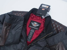 新品!! 未使用品!! 特価!! Harley Davidson レザー ジャケット ハーレーダビッドソン Sサイズ ロゴ刺繍 QUILTED_画像2