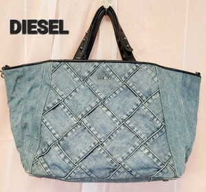 【DIESEL】ディーゼル トートバッグ デニム レザー 編み込みデニム