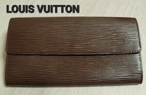 【LOUIS VUITTON】ルイヴィトン 長財布 エピ ポシェット ポルトモネ クレディ M6357D ダークブラウン 極美品 ほぼ未使用 ネーム入り