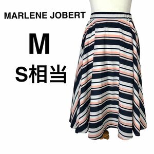 【新品タグ付き】MARLENE JOBERT マルレーヌジョベル フレアスカート ストライプ ボーダー ネイビー ピンク