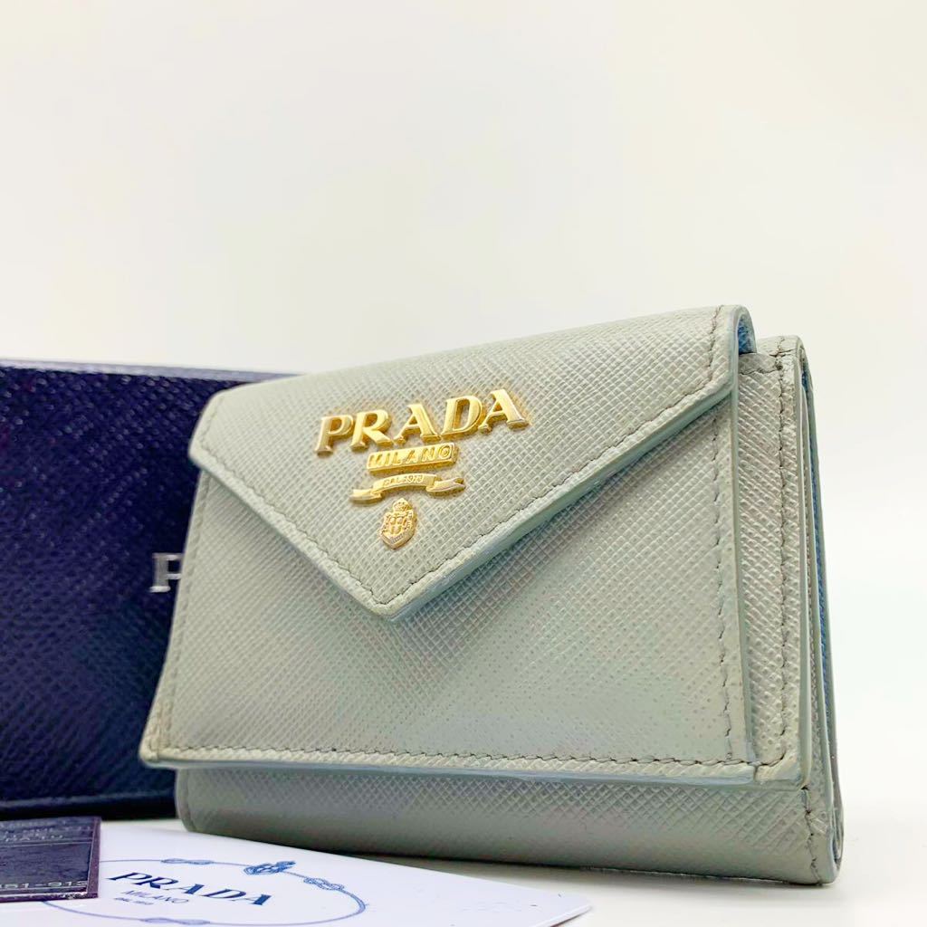 497 【極美品 付属品完備】PRADA プラダ 三つ折り財布 コンパクト