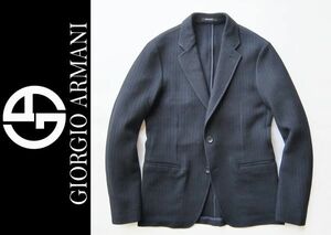 ◆本物◆GIORGIO ARMANI ◆極上◎ヘリンボーン凹凸生地2釦ジャケット濃紺48 新品