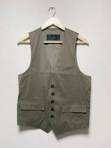 未使用☆[AKM] 21SS 定価60,500 SUPER 120's WOOL SOLOTEX STRETCH GILLET 本水牛六穴釦 ストレッチウールジレ ベスト M B384 エーケーエム