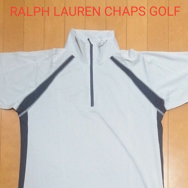 日本製!RALPH LAUREN CHAPS GOLF ジップアップポロシャツ 大きめMサイズ 鹿の子織り希少国産品