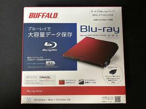 新品未使用 BUFFALO BRXL-PTV6U3-RDB ポータブルBlu-rayドライブ USB3.2(Gen1)対応 レッド ブルーレイ バッファロー