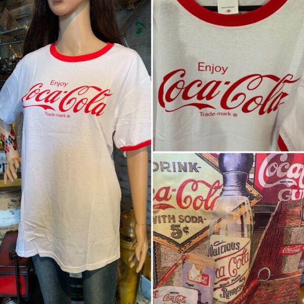 COCA-COLA （コカ・コーラ） 絞り袖の可愛らしいTシャツ（M） #アメリカン #アメカジ 