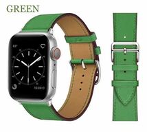 Apple Watch iPhone レザーバンド Series 腕時計 ベルト AppleWatch アップルウォッチバンド 38mm 40mm 41mm グリーン 緑 レザー 本革_画像1