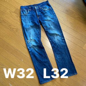 NudieJeans ストレートデニム　ダメージデニム　ストレッチ