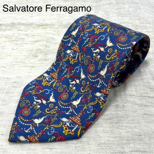 【Salvatore Ferragamo】フェラガモ イルカ ネクタイ 総柄