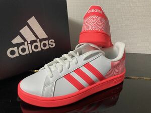 新品未使用adidasアディダスレディーススニーカー23.5cm HIROKO TAKAHASHI COLLECTIONコラボスニーカーグランドコートベースピンクホワイト