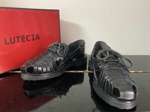  new goods unused LUTECIAMadrasma gong s oil leather mesh casual shoes leather sandals 25.5cm black original leather real leather 