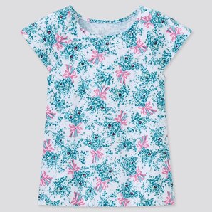 【新品・150・ブルー】ユニクロ ポール & ジョー GIRLS UT グラフィックTシャツ(半袖) PAUL & JOE 花柄 てんとう虫 レイディ・ビートル
