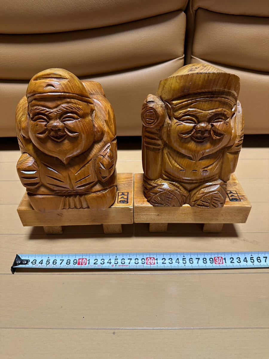 史上最も激安】 恵比寿大黒天様 置物 木製 置物 - www
