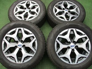 溝有り 綺麗 スバル SK フォレスター 後期 純正 ホイール スタッドレス 4本 5H-114.3 17インチ 225/60R17 ヨコハマ 2020年 ロックナット付