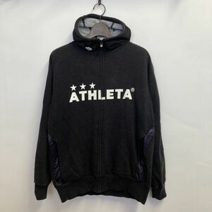 アスレタ ATHLETA プリント 裏起毛 切替デザイン サッカー フットサル スウェットパーカー(L)ブラック/メンズ