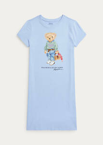 新品タグ付き Ralph Lauren ラルフローレン ベア くま コットンTシャツドレス ワンピース Girls M (8-10) 140cm