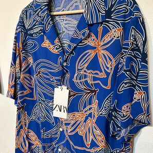 新品　未使用　ZARA オープンカラー半袖シャツ　花柄