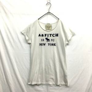 NZ157●Abercrombie＆Fitch ロゴ ワッペン 刺繍 半袖 Tシャツ●XL●ホワイト アバクロンビー＆フィッチ