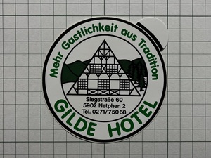 外国 古いステッカー：GILDE HOTEL フレッチャー ホテル ギルド 観光 建築 ビンテージ カスタム +Ca