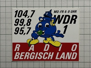 外国 古いステッカー：RADIO BERGISCH LAND ラジオ WDR ゆるキャラ ビンテージ 海外 +Eg