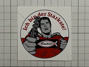 外国 古いステッカー：Fischer Ich bin der Strkste 私は最強 スーパーマン ビンテージ 海外 +Eg