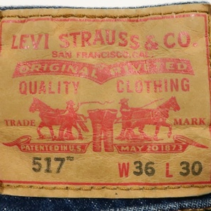 即決★Levi's 517 W36 L30 ブーツカットデニム ジーンズ リーバイス メキシコ製 フレア パンツ 紙パッチ メンズ スモールeの画像5