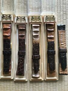腕時計用革ベルト◆バンビ◆ワニ皮◆当時物◆よこ背鰐◆購入◆未使用◆珍品◆5本◆コレクション◆ベルト幅19〜20ミリ
