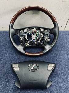 レクサス LEXUS 純正 ステアリング LS460 LS600h ウッドコンビ レザー ハンドル 前期 USF40　 エアバックカバー付　インフレータ無し