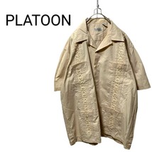 【PLATOON】VINTAGE 刺繍入り キューバシャツ A-885_画像1