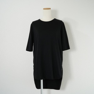 ATON エイトン ROUND HEM T-SHIRT ラウンドヘムTシャツ コットン 前後差 トップス カットソー 半袖 黒