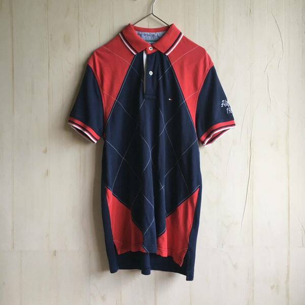 TOMMY HILFIGER トミーヒルフィガー 半袖 ポロ シャツ XS 人気 オシャレ ゴルフ 派手 柄シャツ