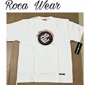 新品■RocaWear／ロカウエア■ヘビーウエイト、ビッグ半袖Tシャツ■USAサイズ L ■袖リプ使い(リンガーTシャツ)、ホワイト、コットン100%