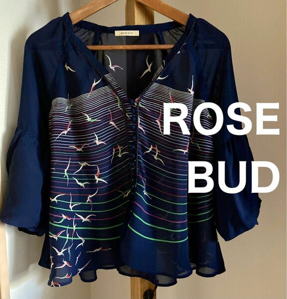 ROSE BUD ローズバッド かもめ柄 シアー シフォン カットソー ブラウス