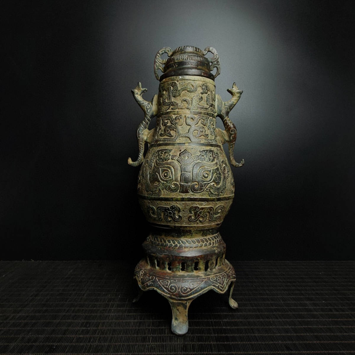 中国古美術鬼香炉古青銅製鬼香炉旧家買い取り品高さ30cm 的详细信息