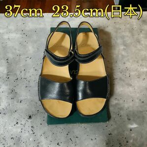 Clarks クラークス 革 サンダル 黒 37cm 23.5cm 箱付き