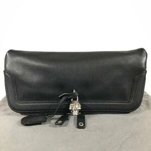  beautiful goods [ Alexander McQueen ] genuine article ALEXANDER MCQUEEN clutch bag Skull katena key attaching second bag leather lady's made in Italy 