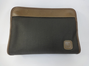 [ Dunhill ] genuine article dunhill second bag tea color series clutch bag original leather ×PVC for man men's . made France made 