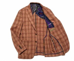 16AW regular price 20 ten thousand beautiful goods ETRO Etro peiz Lee pattern lining herringbone tweed multi check tailored jacket wool men's 50