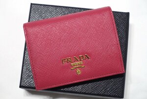 新品未使用 PRADA プラダ メタルロゴ コンパクトウォレット 二つ折り財布 1MV204 SAFFIANO METAL サフィアーノレザー ピンク系