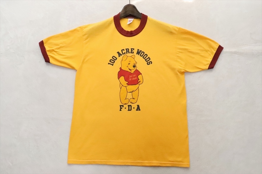 80s 90s ヴィンテージ クマのプーさん 麻薬撲滅 FDA Tシャツ L USA製 