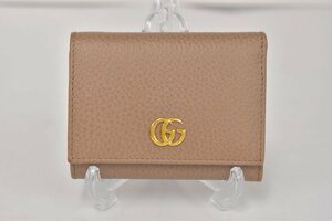 グッチ GUCCI 3つ折り財布 GGマーモント 474746 CAO0G 5729 ベージュ系 フラップ 534563 レディース 箱 保存袋付き 美品 → 2306LA015